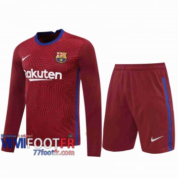 77footfr Maillots foot Barcelone Gardiens de but Manche Longue Dark red 2020 2021