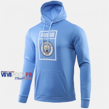 Nouveau Vintage Sweatshirt Foot Manchester City Avec Capuche Bleu 2019-2020
