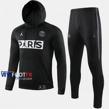 Classique Ensemble Veste A Capuche Survetement Foot PSG Paris Saint Germain Jordan Noir Thailande 2019-2020 Nouveau