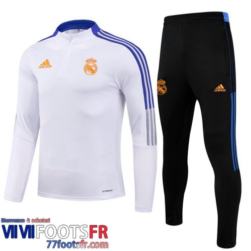 Kits: Survetement de Foot Real Madrid blanche Enfant 2021 2022 TK91
