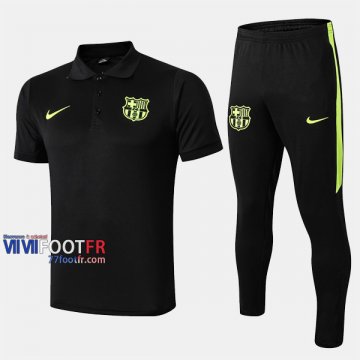 Ensemble Polo Foot FC Barcelone Costume Manche Courte Belle Noir 2019/2020 Nouveau