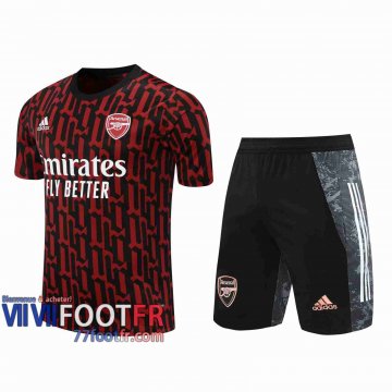 77footfr Survetement Foot T-shirt Arsenal rouge noir 2020 2021 TT113