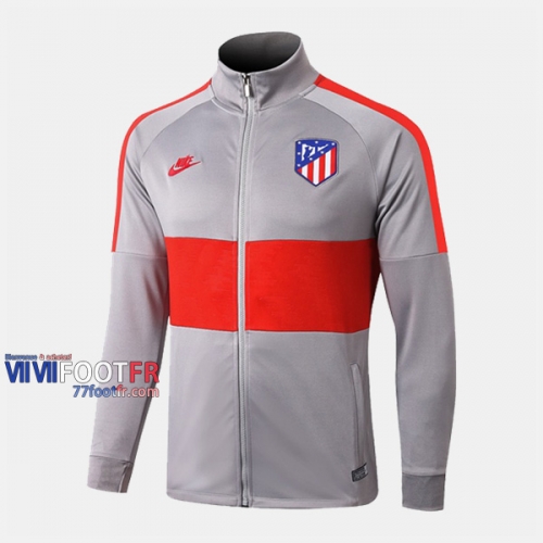 Magasins Veste Foot Atletico Madrid Rouge Gris Clair 2019/2020 Nouveau Promo