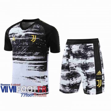 77footfr Survetement Foot T-shirt Juventus Blanc noir 2020 2021 TT110