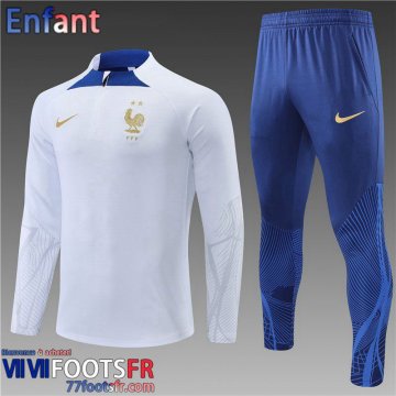 Survetement de Foot France Blanc Enfant 2022 2023 TK374