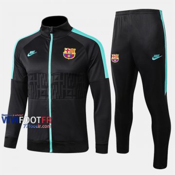 Meilleur Ensemble Veste Survetement Foot FC Barcelone Gris Fonce 2019 2020 Nouveau