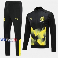 Promotion Ensemble Veste Survetement Foot Borussia Dortmund Jaune/Noir 2019-2020 Nouveau