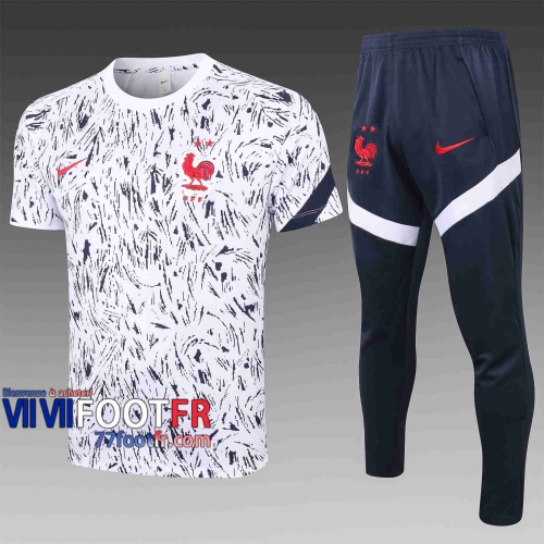 T-shirt de foot France 2020 2021 Blanc Graffiti C475#