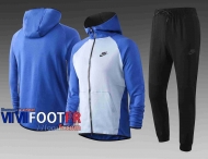Survetement Foot Sport Sweat a Capuche - Veste Bleu clair 2020 2021 Manches bleues