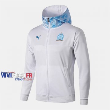 Boutique Veste Foot Coupe-Vent Marseille OM Blanc 2019/2020 Nouveau Promo