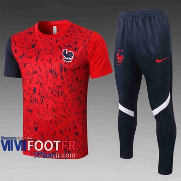 77footfr Survetement Foot T-shirt France Taches rouges/noires 2020 2021 TT22