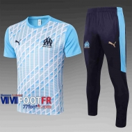 T-shirt de foot Marseille 2020 2021 Bleu clair C523#