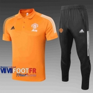 Polo de foot Manchester United 2020 2021 Orange C520#