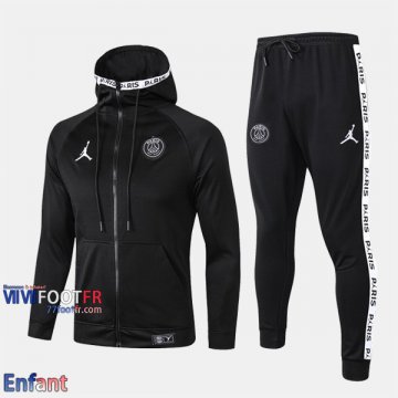 Promo: Ensemble Veste A Capuche Survetement PSG Paris Enfant Jordan Noir 2019/2020 Thailande