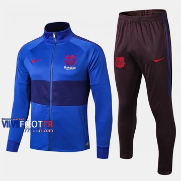 Soldes Ensemble Veste Survetement Foot FC Barcelone Bleu Thailande 2019 2020 Nouveau