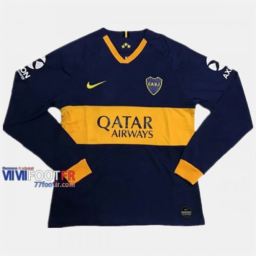 Nouveau Flocage Maillot Foot Boca Juniors Manche Longue Homme Domicile 2019-2020 Personnalisé :77Footfr