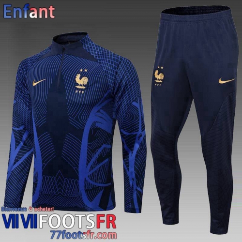 Survetement de Foot France bleu marine Enfant 2022 2023 TK500