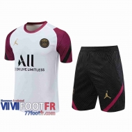 77footfr Survetement Foot T-shirt PSG Jordan blanc 2020 2021 TT116