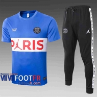 77footfr Survetement Foot T-shirt PSG Jordan bleu 2020 2021 TT29