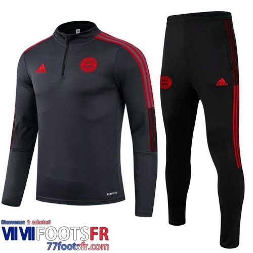 Kits: Survetement de Foot Bayern Munich Gris foncé Enfant 2021 2022 TK89