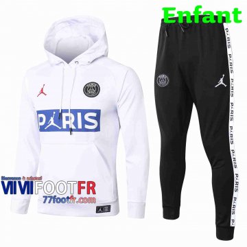 Survetement Foot PSG Sweat a Capuche Enfant - Veste blanc 2020 2021 bleu Paris