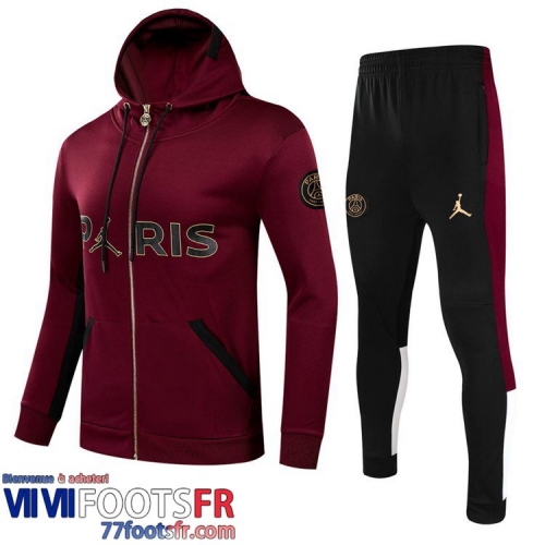 Kits: Veste Foot - Sweat A Capuche PSG cramoisi Enfant 2021 2022 TK102