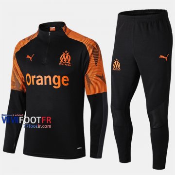 Parfait Ensemble Survetement Foot Olympique De Marseille (OM) Noir/Orange 2019 2020 Nouveau