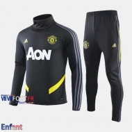 Promo: Ensemble Survetement Manchester United Enfant Col Haut Noir 2019/2020 Retro