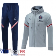 Veste Foot - Sweat a Capuche PSG Gris clair Uomo 2021 2022 JK82