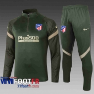 77footfr Survetement Foot Atletico Madrid Armée verte 2020 2021 B444