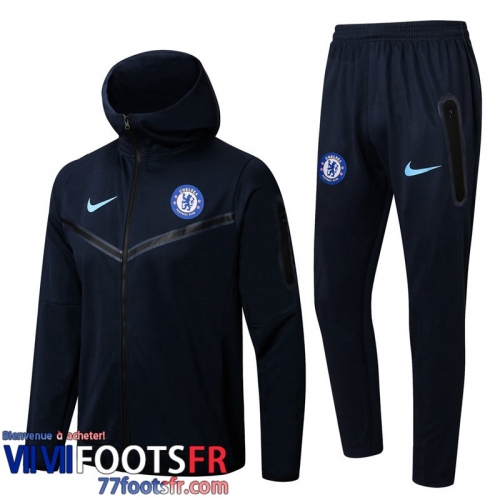 Veste Foot - Sweat A Capuche Chelsea bleu marin Homme 2022 2023 JK345