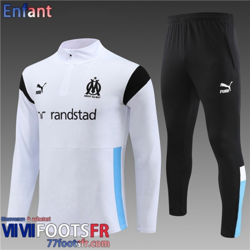 KIT: Survetement de Foot + Pantalon Marseille Blanc Enfant 2023 2024 TK636