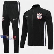 Promotion Ensemble Veste Survetement Foot Corinthians Noir Thailande 2019-2020 Nouveau