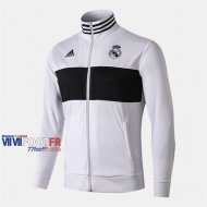 Magasins Veste Foot Real Madrid Blanc/Noir 2019/2020 Nouveau Promo