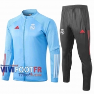 77footfr Real Madrid Survetement Foot Enfant - Veste Bleu clair 20-21 E483