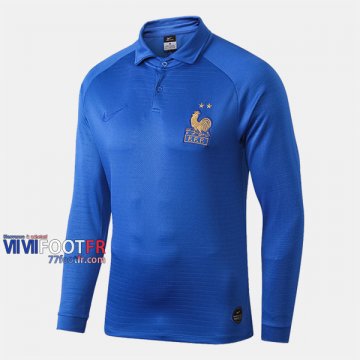 Nouveaux Vintage Sweatshirt Training France 100Eme Anniversaire Bleu 2019-2020