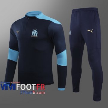 77footfr Survetement Foot Olympique Marsiglia bleu marin - Fermeture eclair courte 2020 2021 T37