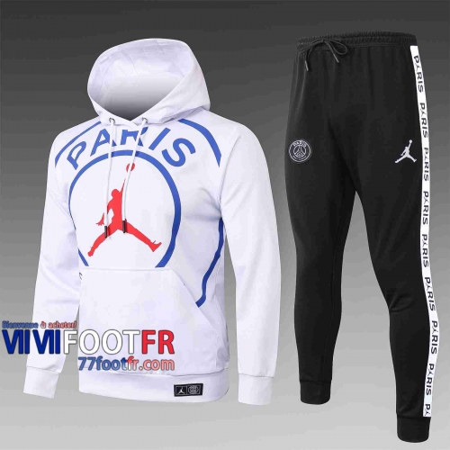 Survetement Foot PSG Sweat a Capuche - Veste blanc 2020 2021 Airman