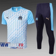 77footfr Survetement Foot T-shirt Marseille Blanc bleu 2020 2021 TT42