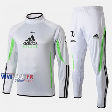 A++ Qualité Ensemble Survetement Foot Juventus Col Haut Blanc Polyester 2019/2020 Nouveau