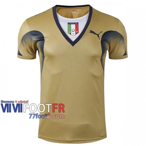 77footfr Retro Maillot de foot Italie Gardien de But Jaune Coupe du Monde 2006