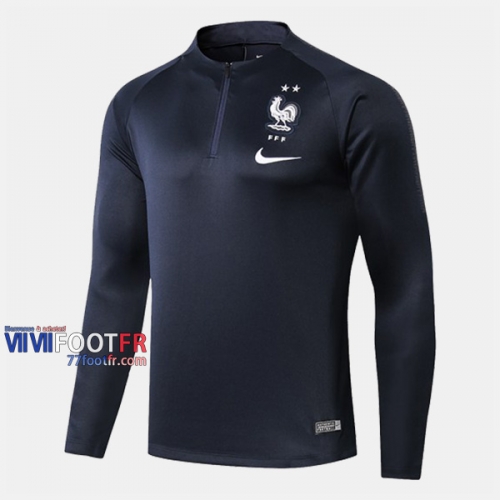 Nouveau Retro Sweatshirt Training France Bleu Fonce 2019-2020