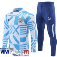 Survetement de Foot Manchester City Blanc bleu Homme 22 23 TG305