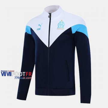 Boutique Veste Foot Marseille OM Bleu Royal Blanc 2020/2021 Nouveau Promo