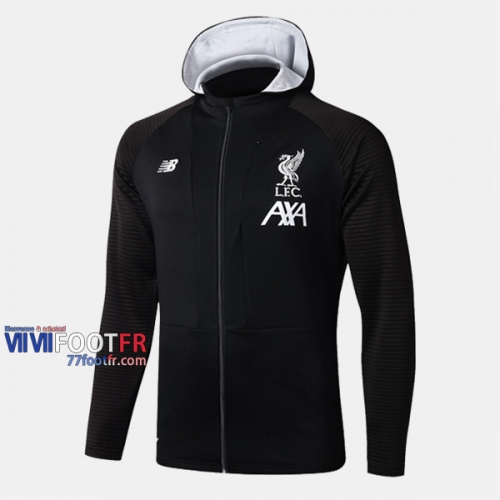 Magasins Veste Foot Liverpool Avec Capuche Noir 2019/2020 Nouveau Promo