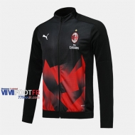 Magasins Veste Foot AC Milan Noir/Rouge 2019/2020 Nouveau Promo