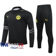 77footfr Survetement Foot Enfant Borussia Dortmund noir - Fermeture eclair courte TK25