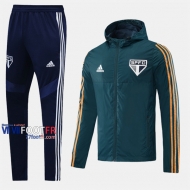 Parfait Ensemble Veste Coupe-Vent Survetement Foot Sao Paulo FC Bleu Coton 2020-2021 Nouveau