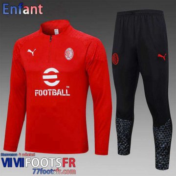 Survetement de Foot AC Milan rouge Enfant 2023 2024 C35