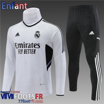 KIT: Survetement de Foot Real Madrid Blanc Enfant 2022 2023 TK408